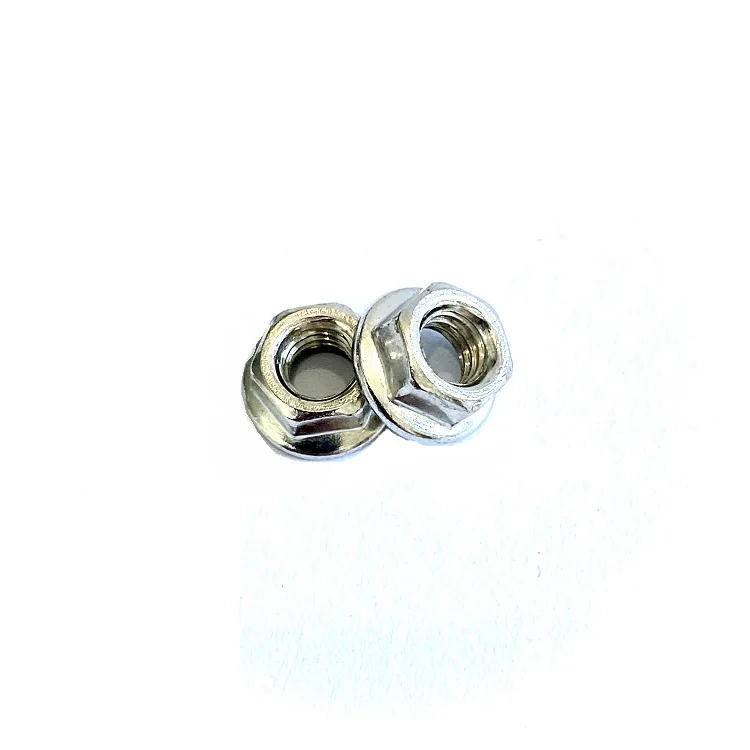 M5 M6 M8 white zinc plated carbon steel ss 304 hex flange nut with serration