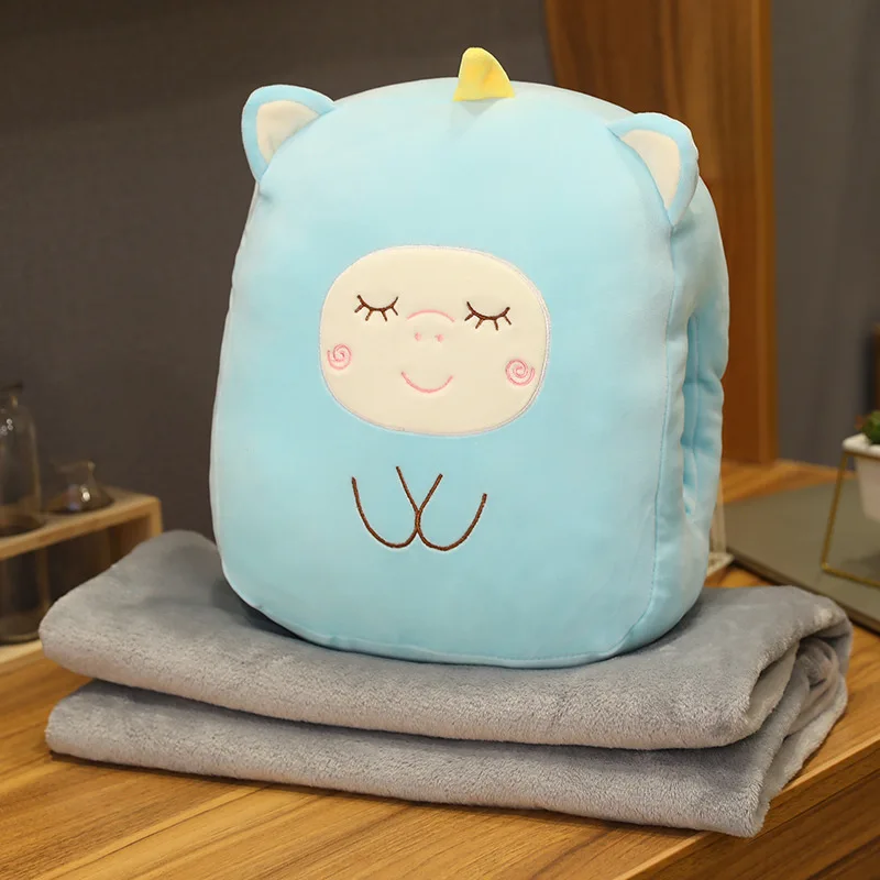 Animal Fruit Cuddle Pillow Quilt  Office Nap Thicken Bear Plush Pillow Blanket For Kids 3 in 1