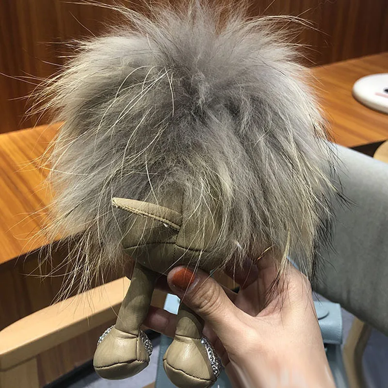 Lion Diamond Paw Doll Cartoon Cashmere Wool Bag Ornament Car Keychain