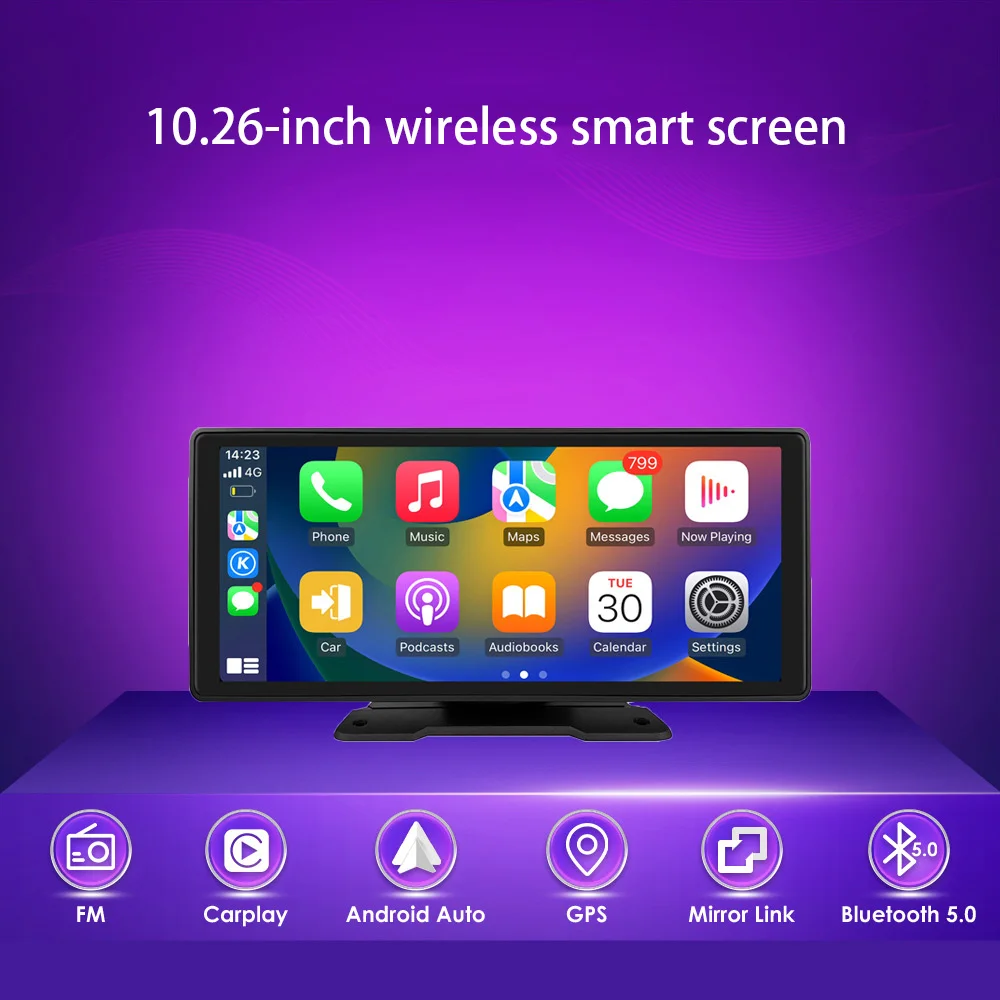 YOSOVLAMP HD 10.26-inch portable smart screen wireless CarPlay/Android Auto large screen car MP5 player