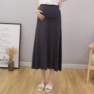 2021 Maternity dress Bust skirt Modal mid-length temperament show lean  mom high-waisted belly a-line skirt