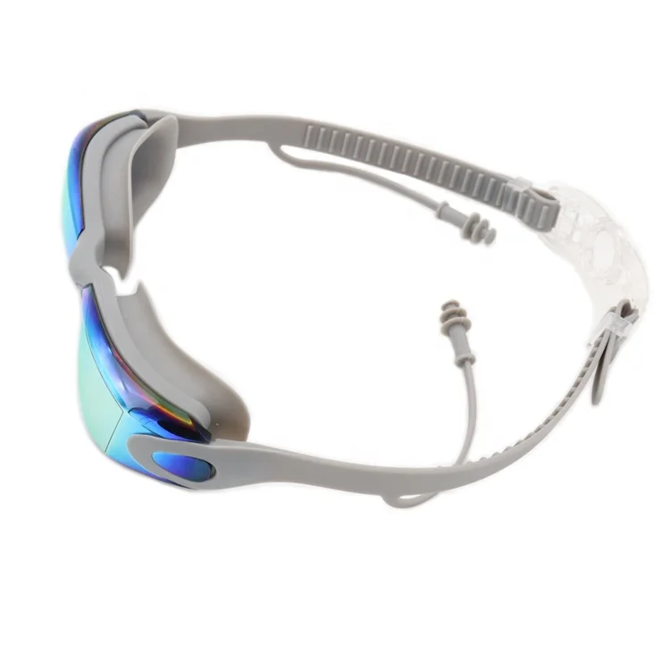 Best Electroplate Rainbow Plating  UV Protection Lens Adult Swimming pool Swim Goggles with surf ear plugs
