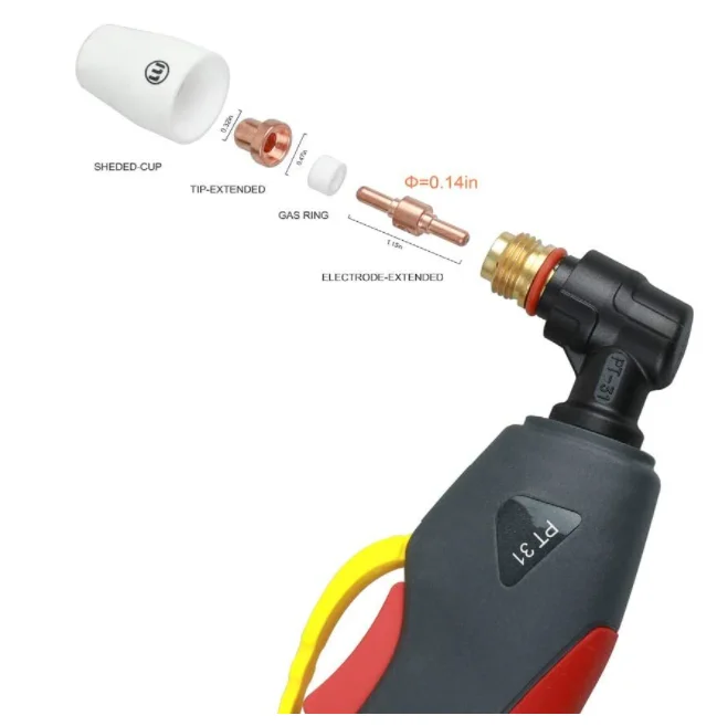 Plasma Cutting Consumable 40pcs PT31 LG40 Tip Nozzle Electrode Extended Shroud Shield Cup Kit