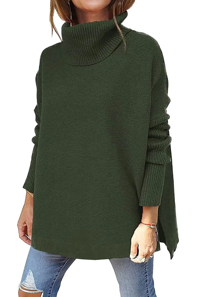 Oversized Pullover Knitted Sweater Women Knitted Pullover Tops For Ladies Casual Sweaterwomen Knitting Bat Sleeve Sweater