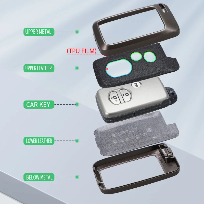 OEM Metal Car Key Shell Zinc Alloy Car Key Case Remote Cover Full Protection Suitable for Toyota Camry Land Cruiser Reiz Prado