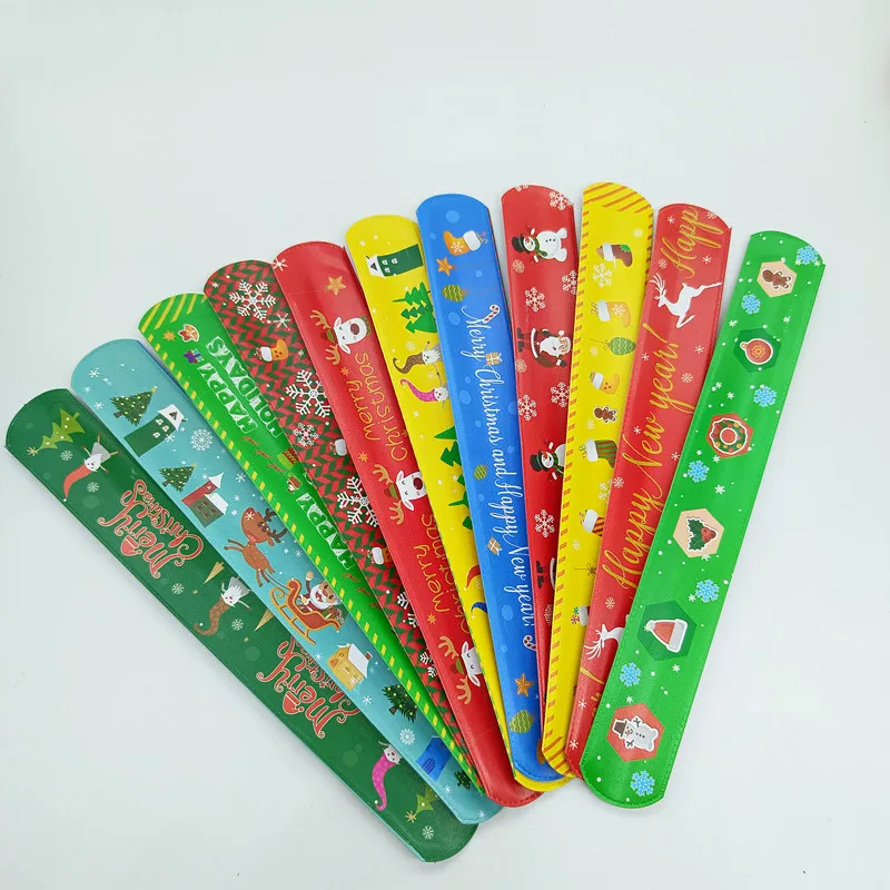 Santa Claus Snowman Xmas Slap Bracelet Pat-pat Circle Children Party Toy new