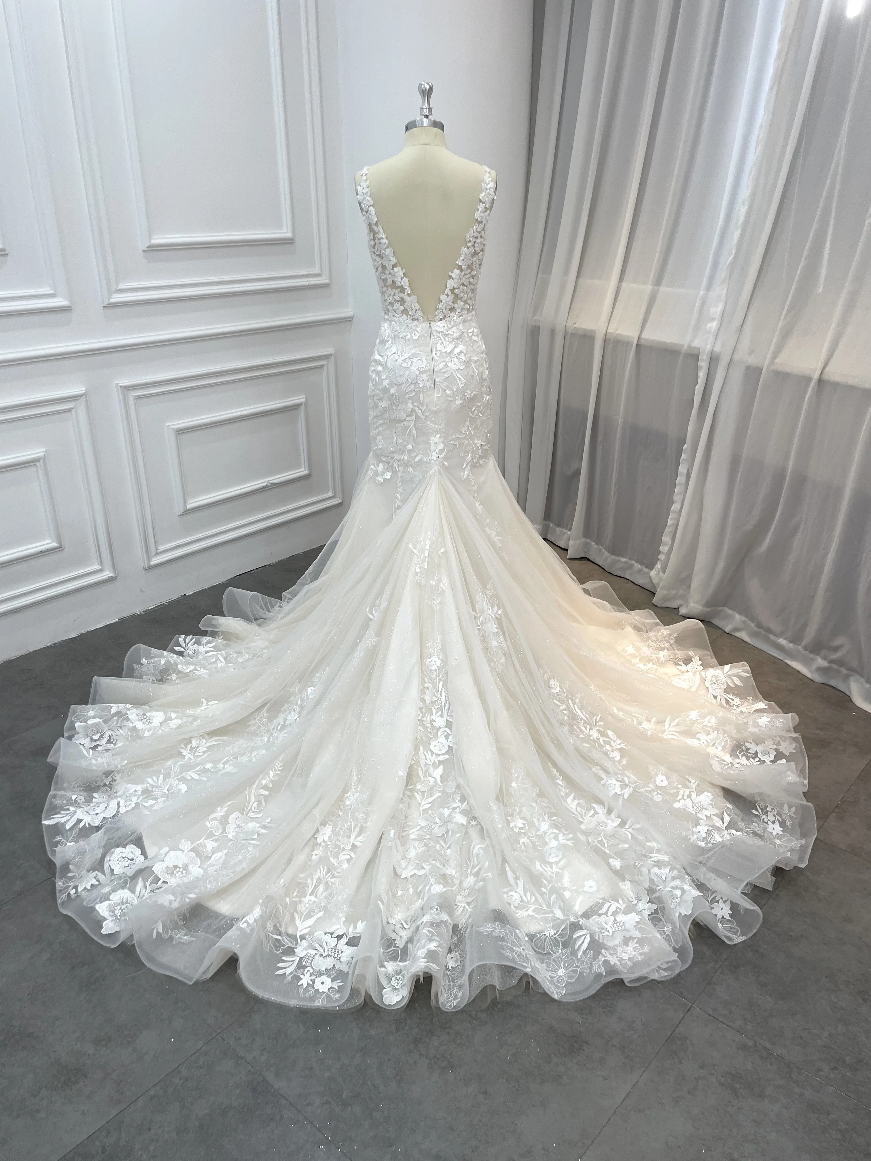 Лидер продаж, плотное кружевное свадебное платье с бусинами, роскошное свадебное платье русалки, 2022, свадебное платье с пышной юбкой, 2023