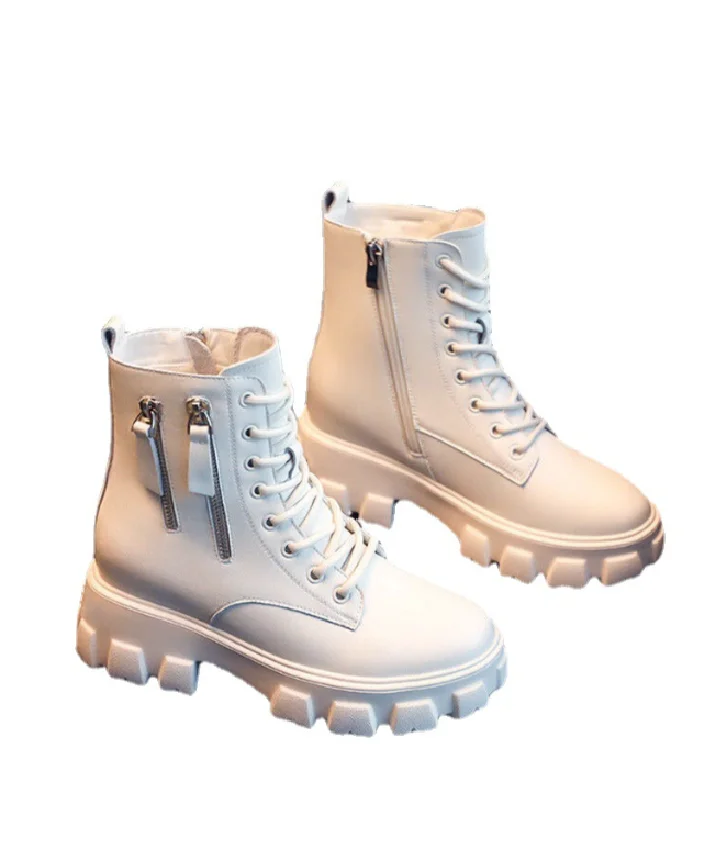 High Quality Fall Winter Ankle Boots Women Warm Soft Plain Color Leather Boots