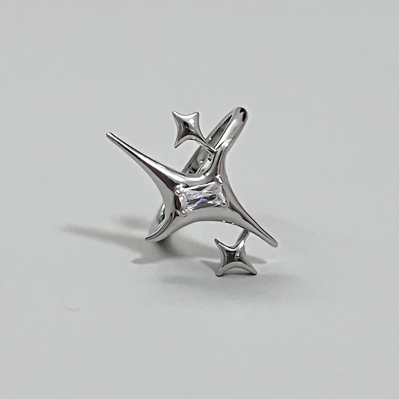 Fashion Shiny Star Cross Irregular Crystal Ring Women Couple Engagement Rings Party Creative Accessories Jewelry Gift