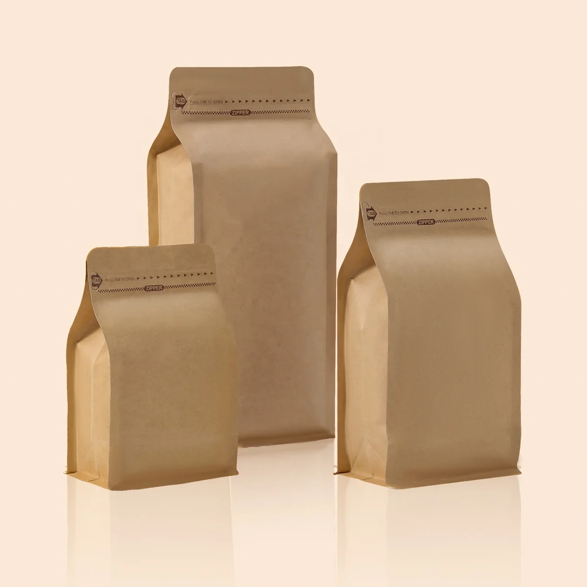 Resealable 1kg 500g 250g Matt Flat Bottom  Aluminum Foil Kraft paper  Coffee Bag With Valve And Zipper