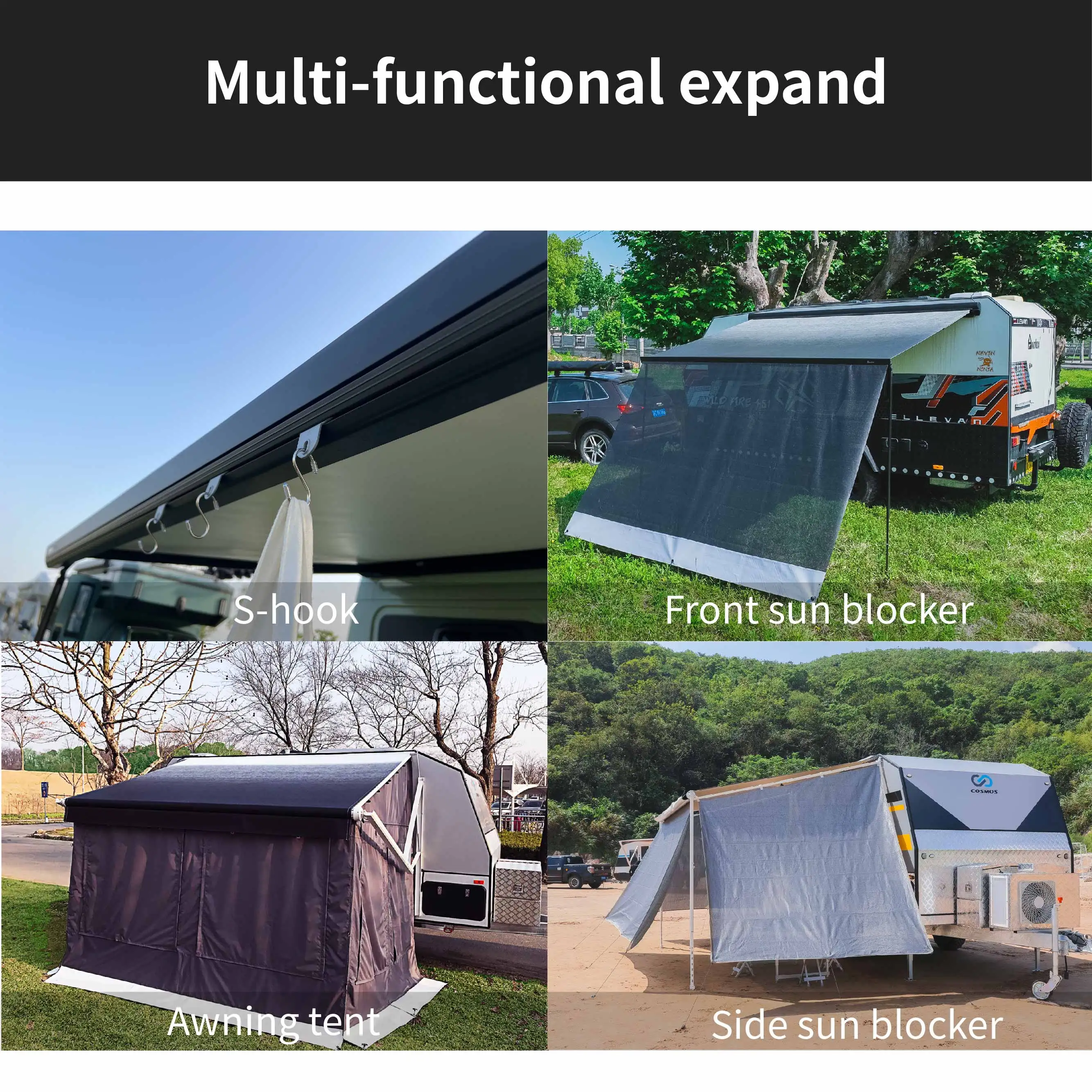 Wareda side mounted retract travel trailers rv camper van motorhome caravan awning camping accessories
