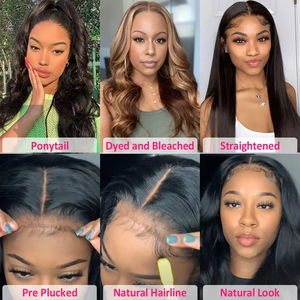 13x4 Body Wave Closure Wig, Transparent Natural Virgin Human Hair 360 Full Lace Wigs, Brazilian Lace Frontal Wigs For Women