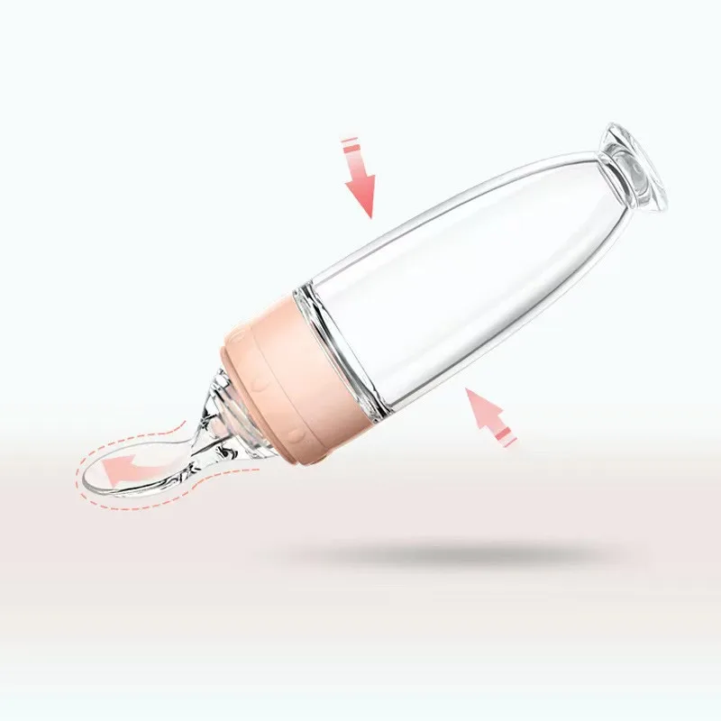 Newborn portable bpa free eco friendly silicone baby feeding bottle with spoon