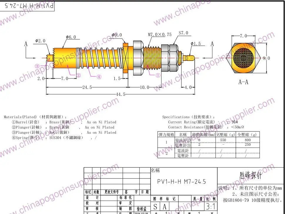  30A высокий ток коаксиальный зонд SF-PV1- H M7 по 24 5