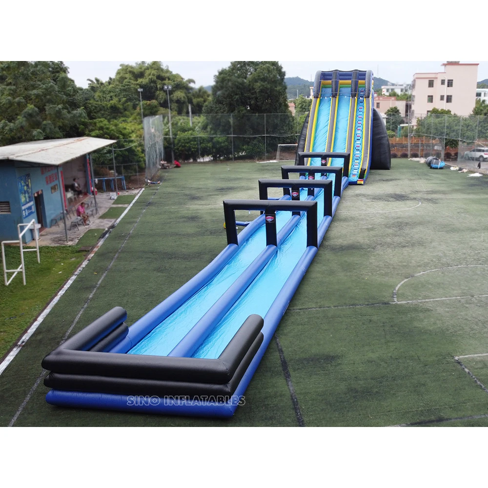 Гигантская голубая надувная водная горка высотой 10 м для взрослых с двойной полосой для летних пляжных вечеринок и бассейна
