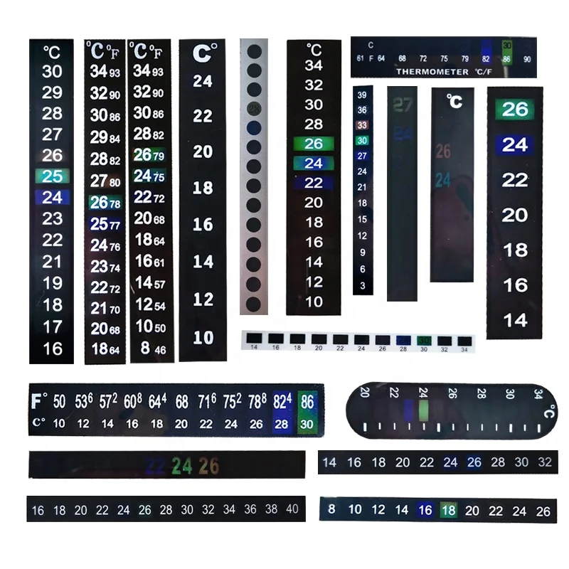 32-38C 90-100F High Quality Lcd Temperature Tester Liquid Crystal Thermochromic Thermometer Strip with Adhesive Sticker