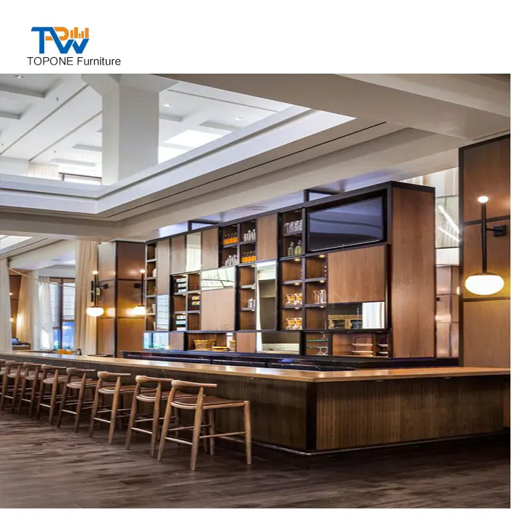 Coffee Shop Bar Counter Design Commercial Restaurant Table Custom Wooden Top Casher Cafe Counter