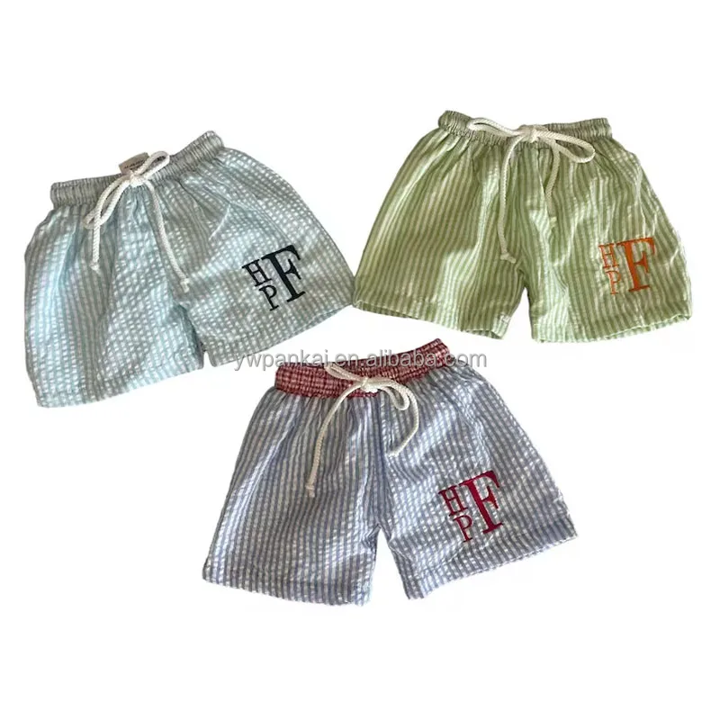 Trendy Kids Boys Elastic Swimming Trunks Turquoise Print Children Clothing Baby Boy Drawstring