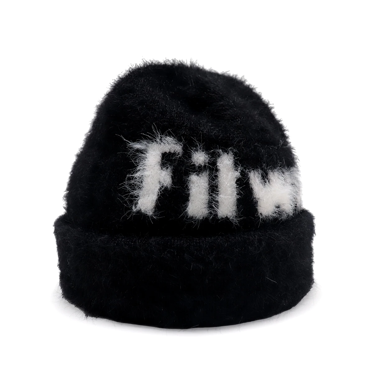 Your Own Design Pattern Jacquard Logo Knit Fuzzy Custom Faux Fur Mohair Beanie Hats Manufacturers
