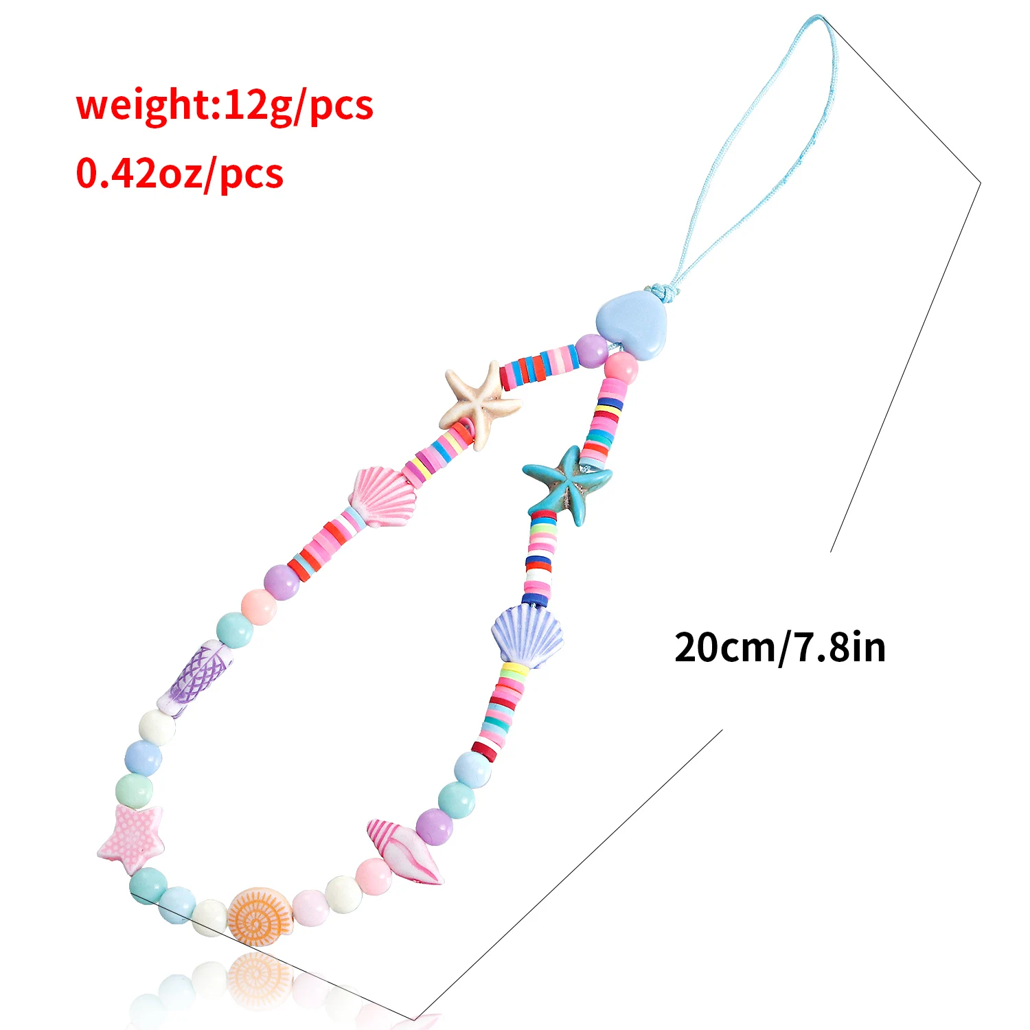 Zuowen 2021 popular HANDMADE Colorful Cute Smiley Face Fruit Pearl Clay Beads Phone Charm Strap Lanyard Wrist Strap Phone Chain