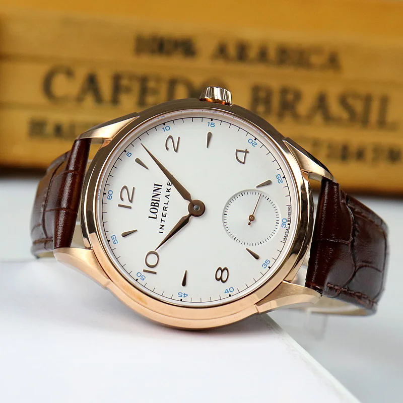 LOBINNI Manual Mechanical Watch 2020 Hot Sales Seagull Movement Watches Mens Wristwatches Stainless Steel Leather Men Male Round