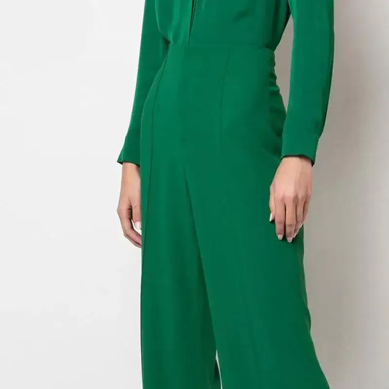 High class Straight Cutting Women Chic Blazer Suit Styled With High Waist Flared Pants Shawl Lapel Formal Green Suit Jacket