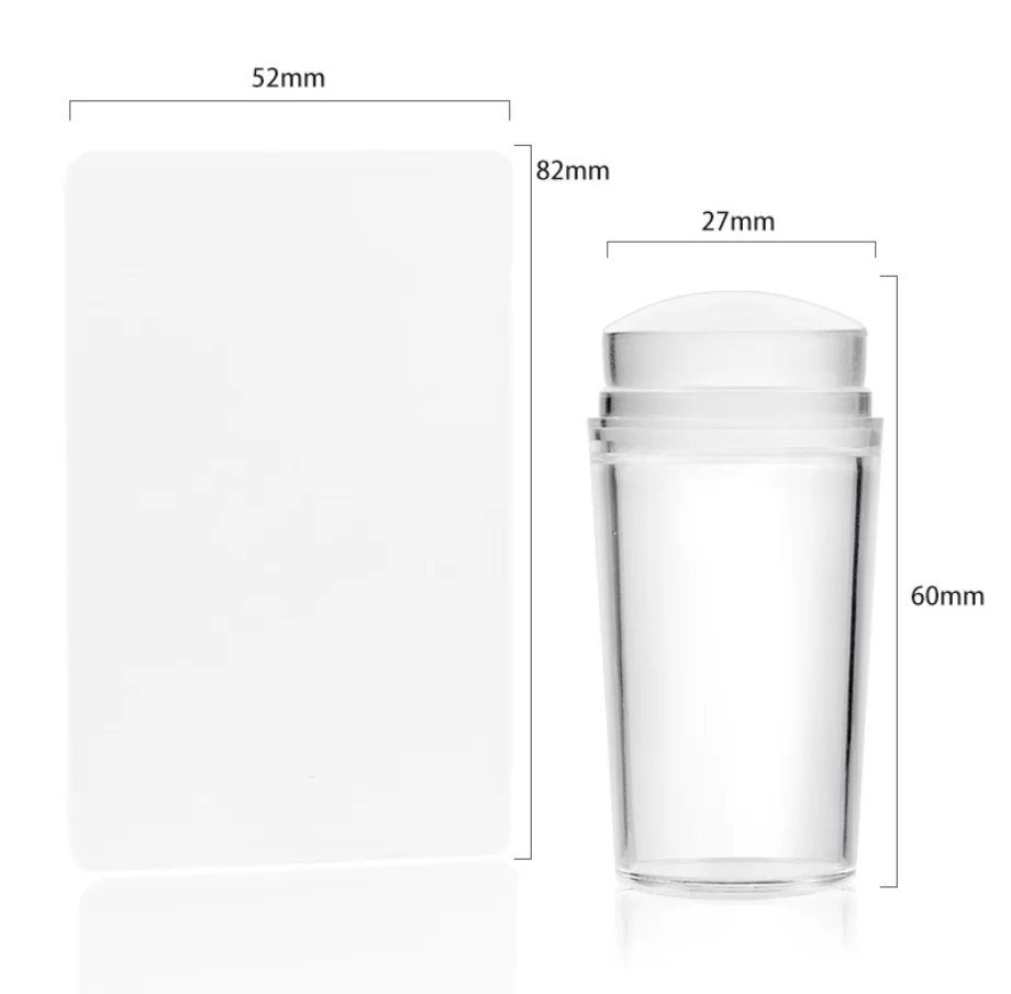 Amazon Hot Sale Silicone Jelly French Manicure Stamper Set Nail Art Stamping Polish Print with Cover Stencil Transfer Tool 3.1cm