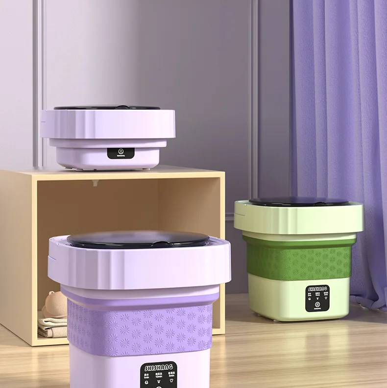 Factory direct 6L 8L mini automatic laundry dehydrator Travel RV folding washing machine wave wheel washer