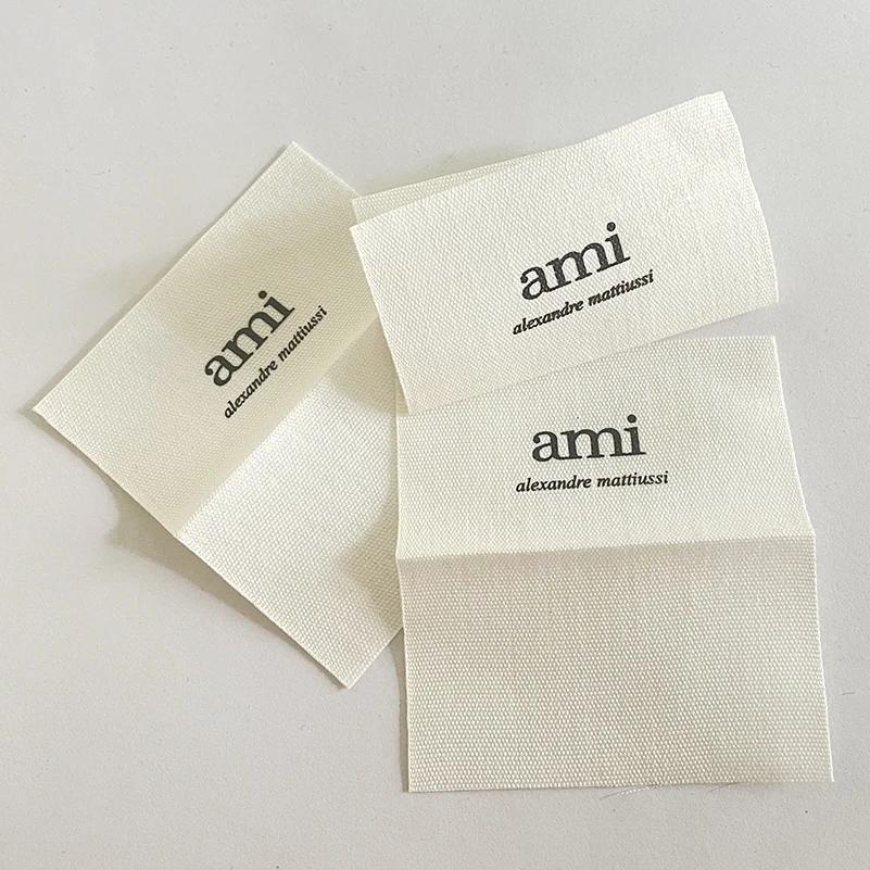 Screen Printed Natural Cotton Custom Apparel Label for Clothing with Logo