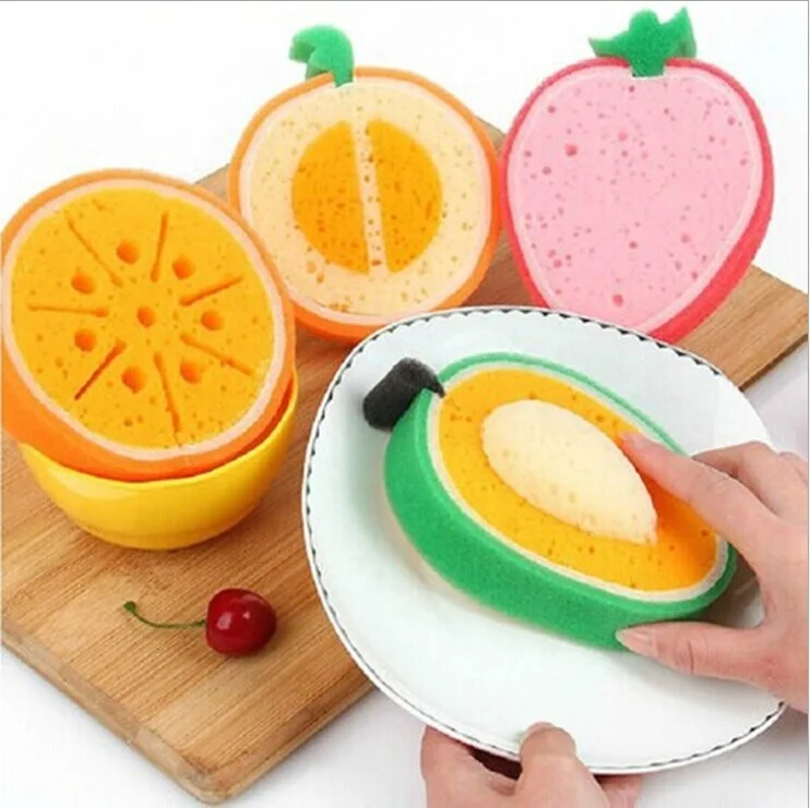 
Individual Package Lovely Fruit Shape Kitchen Cleaning Sponge Round Funny Shape 