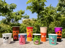 New fashion style  colorful cartoon custom logo eco-friendly printed  disposable ice cream cup cold paper cup