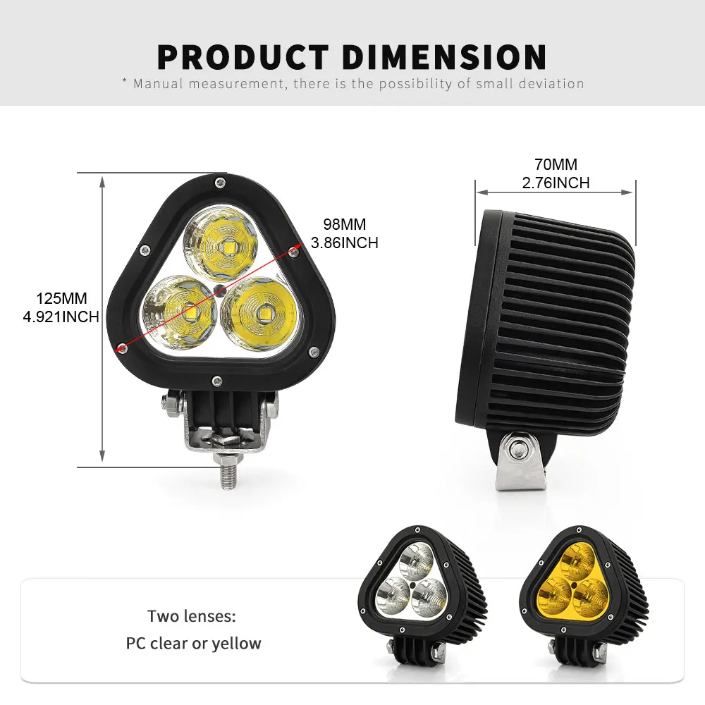 Far Range 4x4 White Amber Strobe Led Fog Light,Off Road Flodd Spot Beam 48w 3Inch 4inch Led Work Light