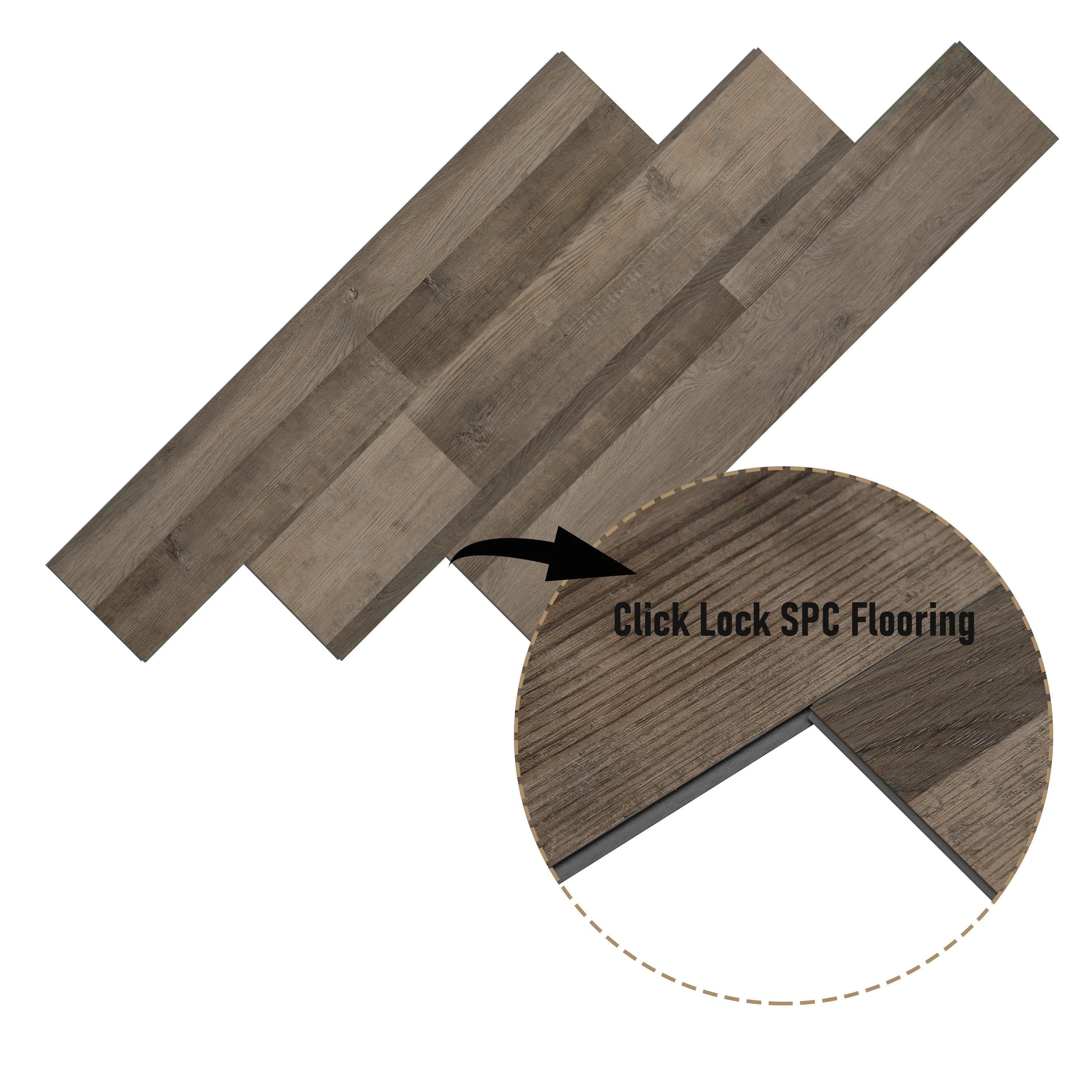 Click Rigid Core Vinyl Plank SPC Plastic Flooring Waterproof 8mm PVC Modern Garage Floor Tiles Indoor Plastic Tiles Gold Lion