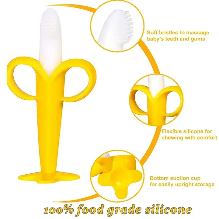 BPA Free banana baby molar Training Toothbrush baby chewing toy safety teether