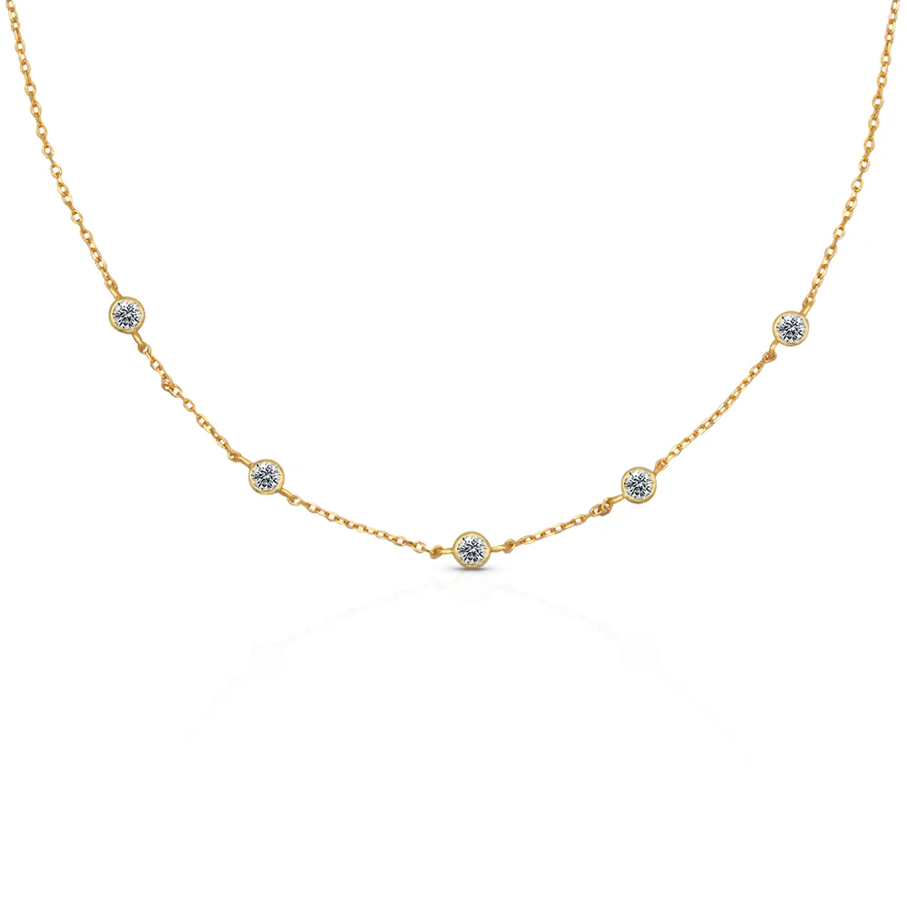 Chris April simple ladies cz infinite cuban link chain 925 sterling silver choker necklace