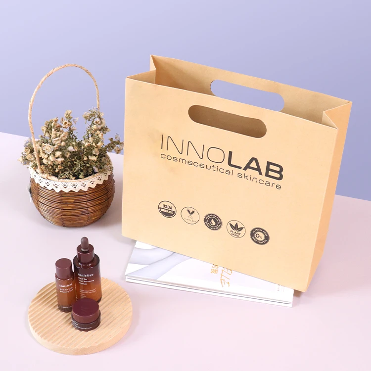 OEM custom logo printed cheap price china wholesale recycled shopping kraft square bottom paper gift bags with die-cut handles