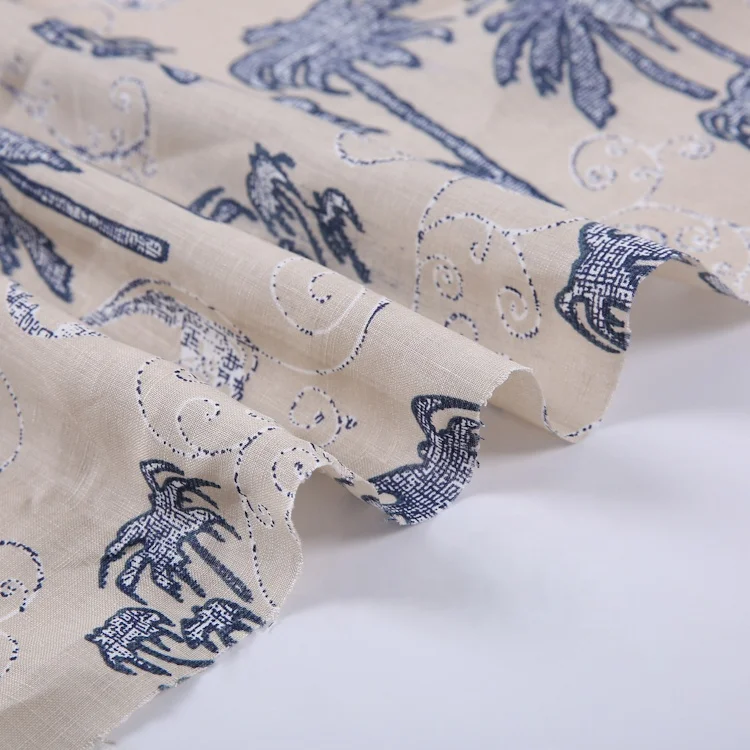 Factory supply hemp floral printing cotton linen fabric accept customized