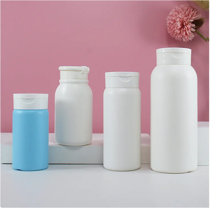 Flip Top Cap 40g 100g 200ml PE plastic baby talcum powder bottle with cap for body loose powder bottle
