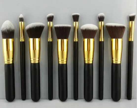 hot sell 10pcs black  Blush bronzing tt edge bh oval cosmetics brush kit