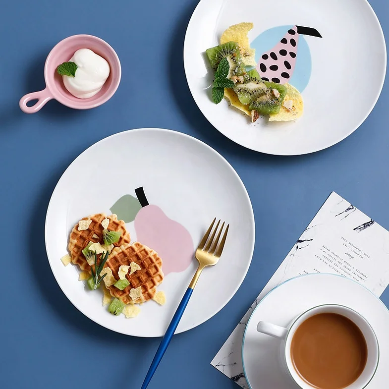 8Inch Ceramic Dishes Korean Ceramic Dish & Plates Household Breakfast Plate Dish