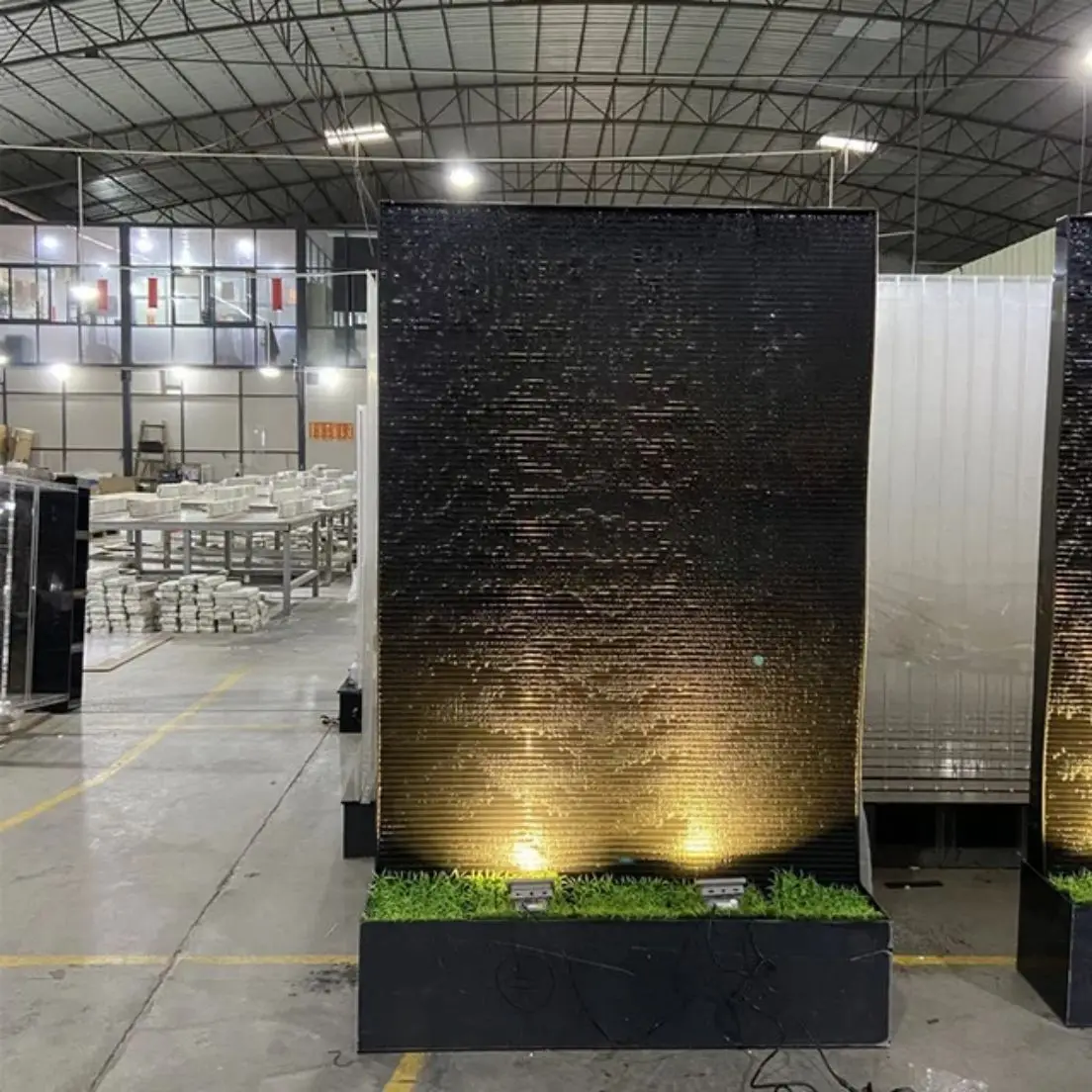 Acrylic Water Wall Feature for Interior Decoration Silver Glass LED-Lit Wall Mounted Divider Movable Room Separator Model Screen