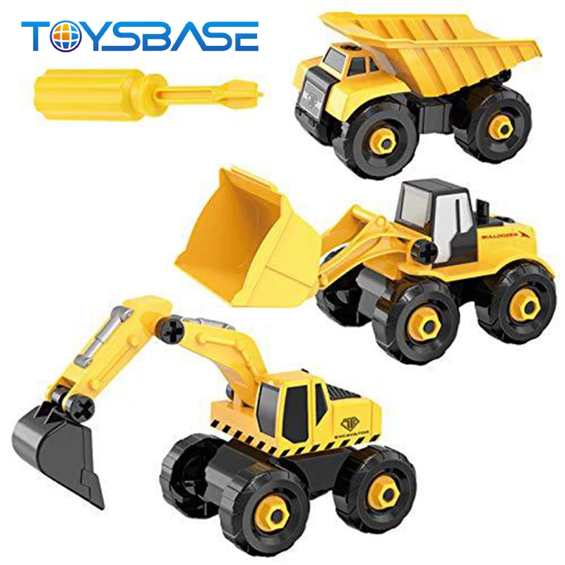 Hot Selling kids Plastic Excavator Assembled Diy Contruction Truck Toys