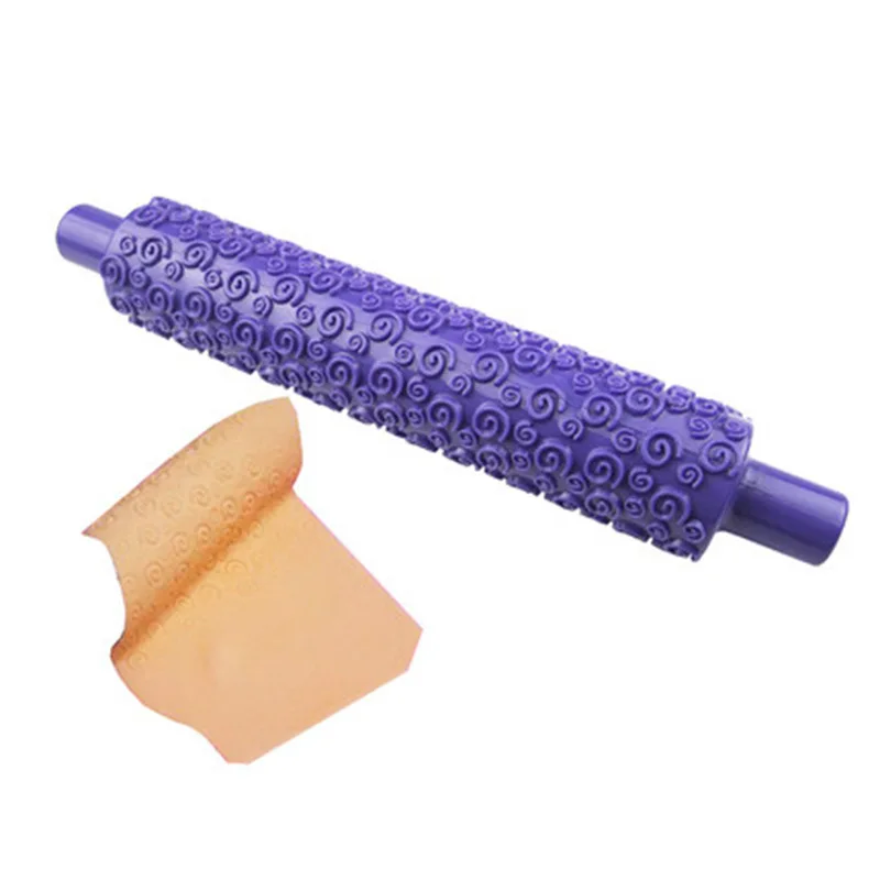 Baking Equipment Multipurpose Home DIY Cake Baking Tool Plastic Embossed Floral Confectioners Rolling Pin Baking Equipment