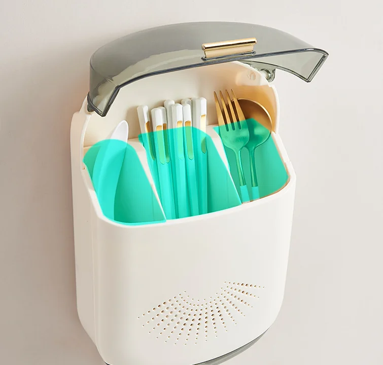 NEW arrive Kitchen Storage Organizer Waterproof Wall Mounted Drain Soup Spoon Chopsticks Cage Plastic Chopsticks Holder