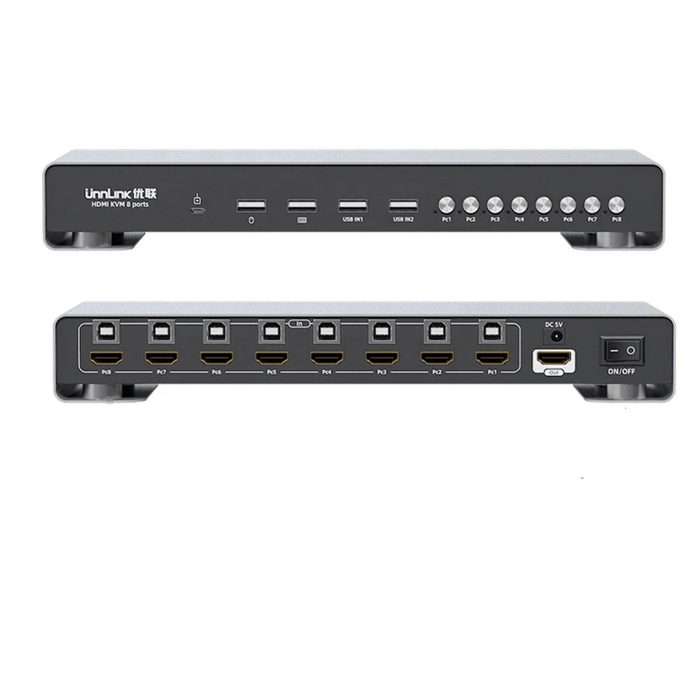 Unnlink 8K@60Hz HDMI KVM Switch 8 Port with Extended Controller Video Switcher Factory OEM ODM Hot Sale