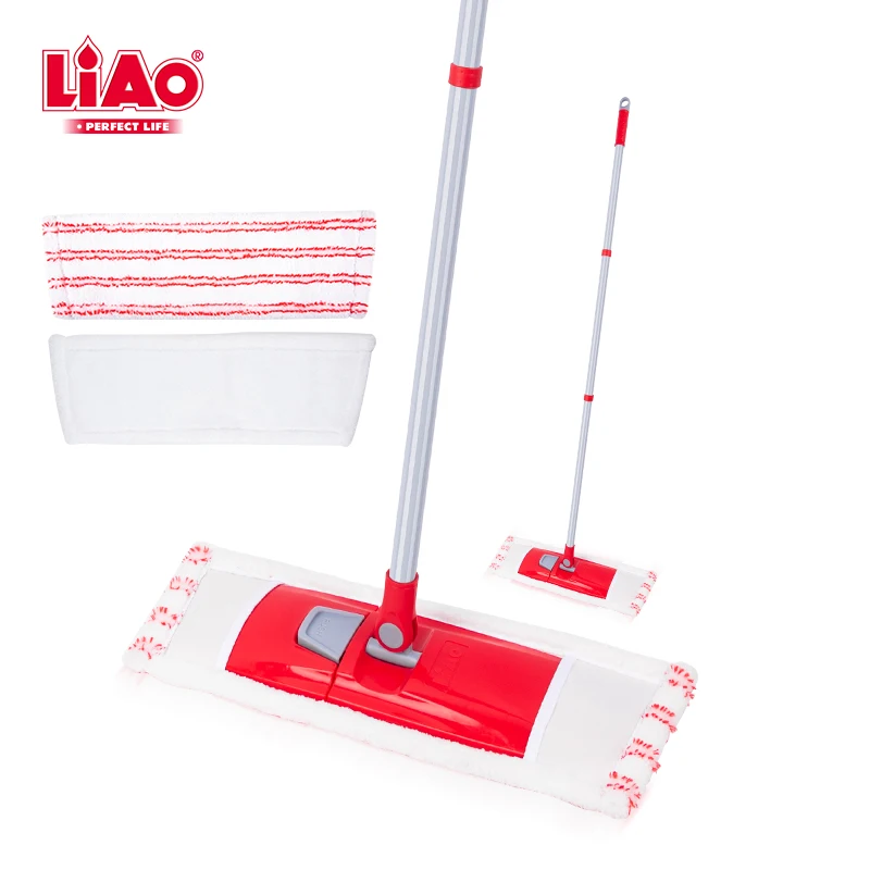 LiAo online shopping dry wet use smart flat cleaning mop set with 2 micorifber pads and 3 section poles