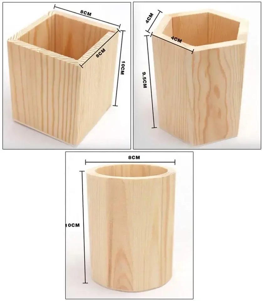 Custom Home Office Desk Tidy Organizer Countertop Stationery Storage Box Wooden Pencil Pen Holder Stand