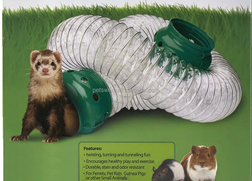 Extra Long Jumbo Size Clear Tunnel Thru-Way Crinkle Tubes for Ferrets, Cats, Kittens, Rats, Guinea Pigs, Small Animals