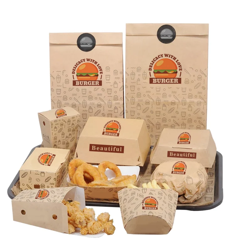 LOKYO wholesale food grade disposable paper custom fried chicken french fries fast food packaging boxes