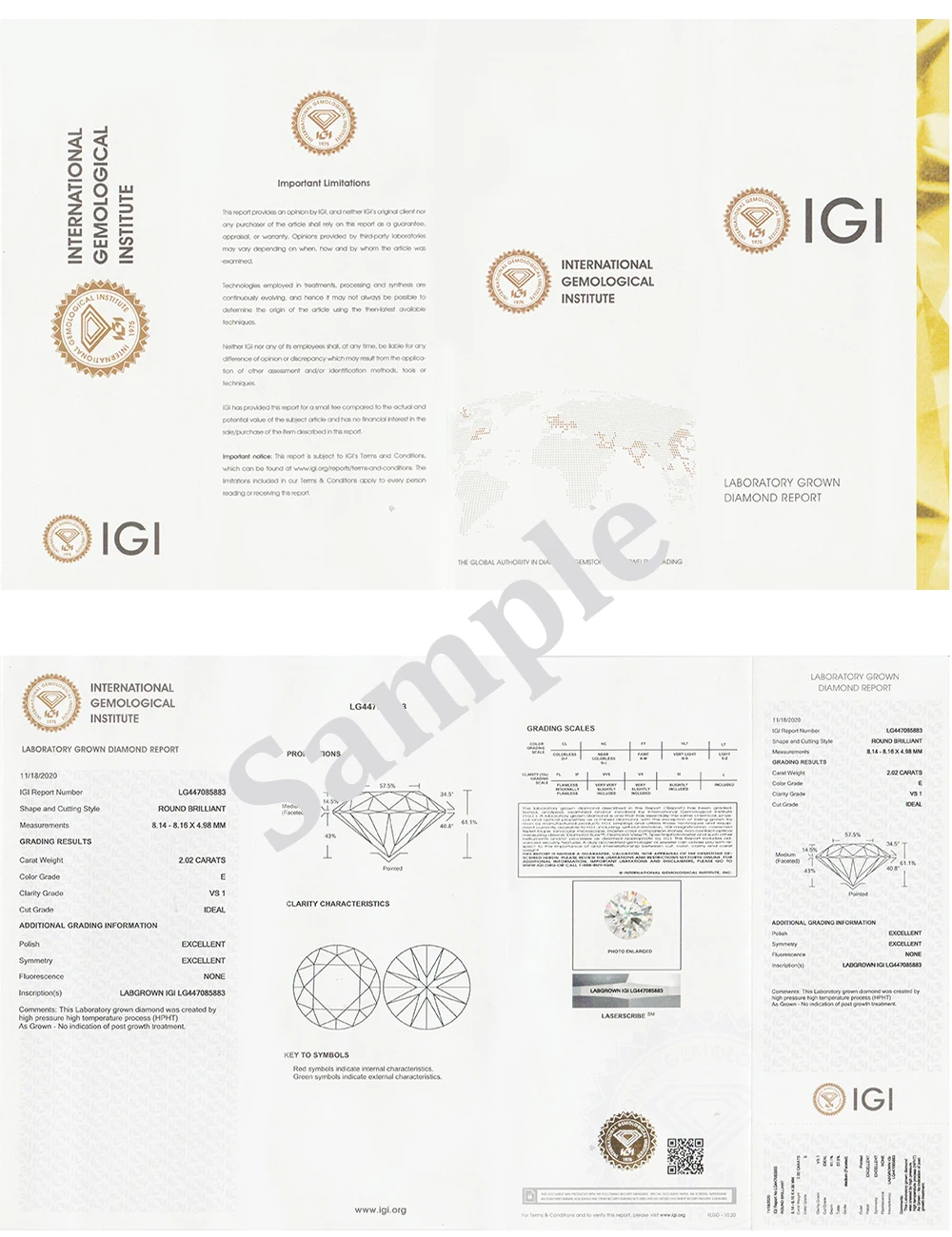 1 carat to 3 carat IGI Certificated Round Brilliant Cut Loose Lab Grown Diamond